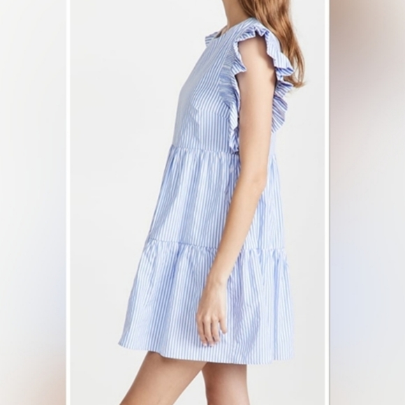 🆕️ English Factory Blue & White Striped Mini Dress SIZE: XS - Picture 3 of 16